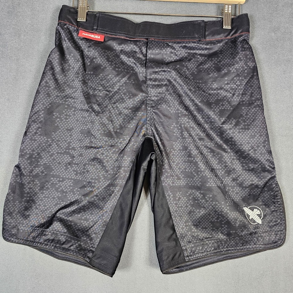Hayabusa Shorts Mens Small Black Camo MMA Grappling Training Elastic Drawstring